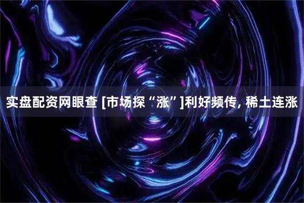 实盘配资网眼查 [市场探“涨”]利好频传, 稀土连涨